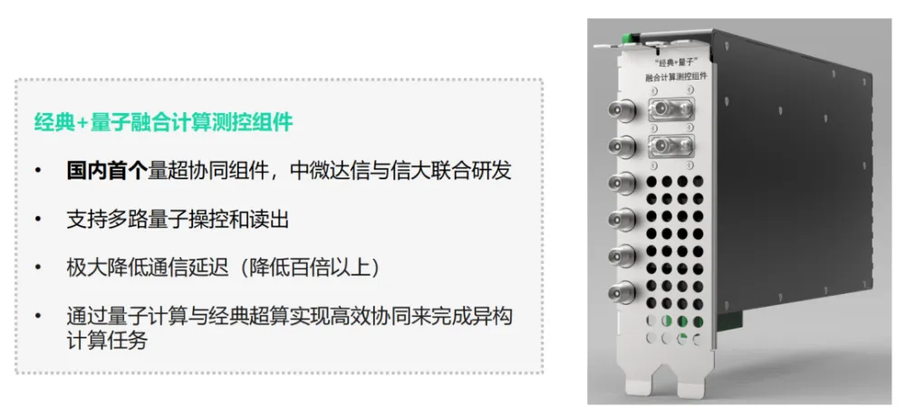 中微达信推出首个量超融合的“经典+量子融合计算测控组件”！